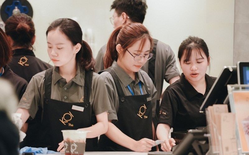 Đồng phục trà sữa Koi màu xám