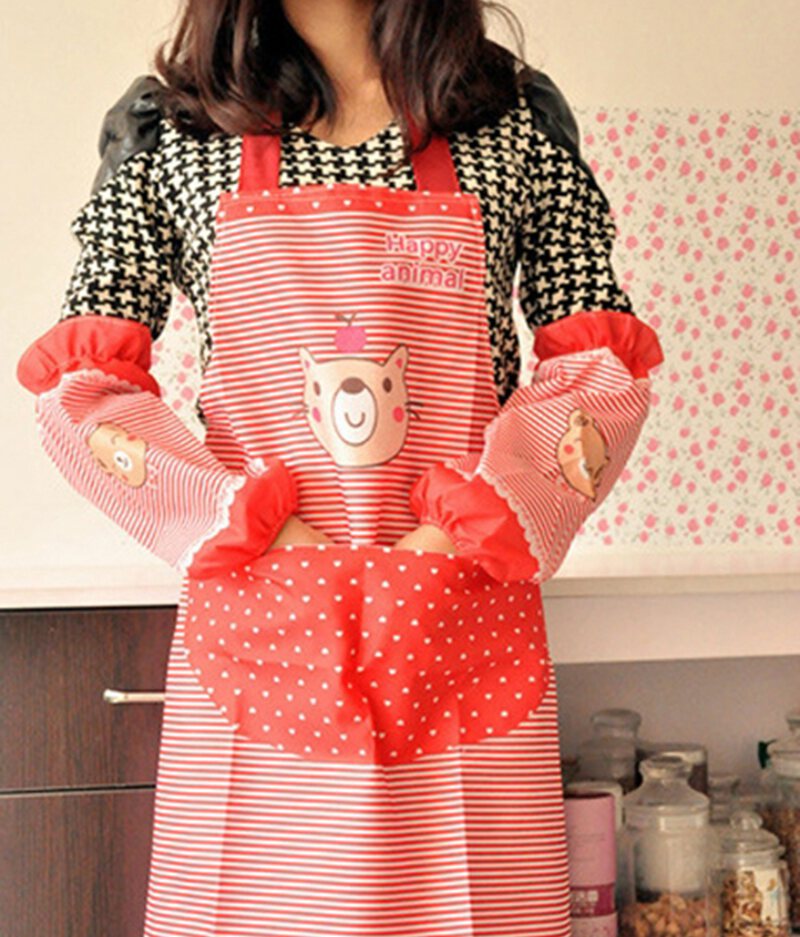 Tạp dề kẻ sọc in hình đáng yêu