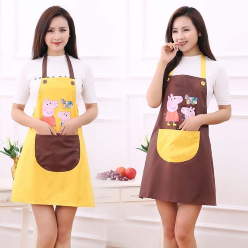 Tạp dề vải dù dáng yếm được buộc phía sau cổ và thắt ở eo