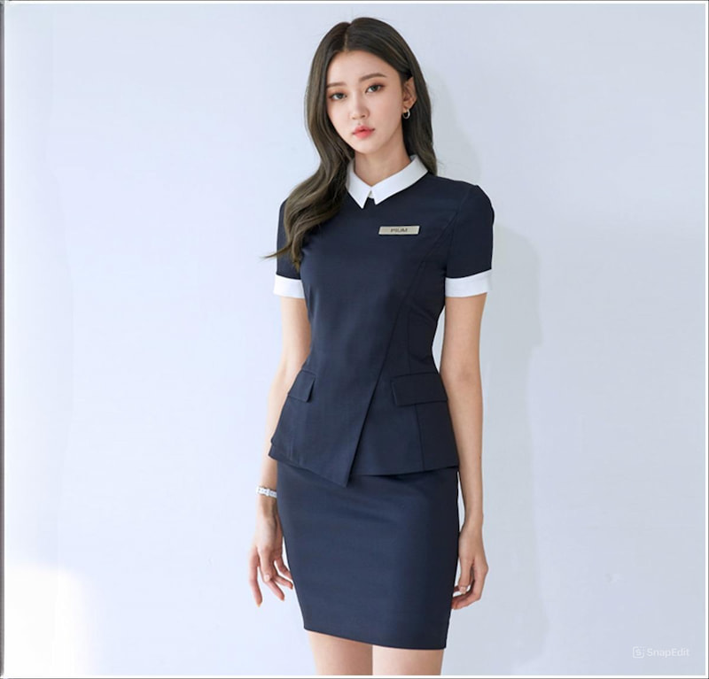 Đồng phục váy spa màu xanh mang phong cách Hàn Quốc nhẹ nhàng