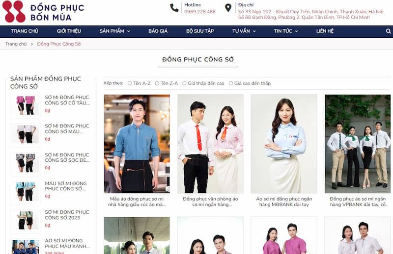 Đồng Phục Bốn Mùa với đa dạng sản phẩm trong mọi lĩnh vực