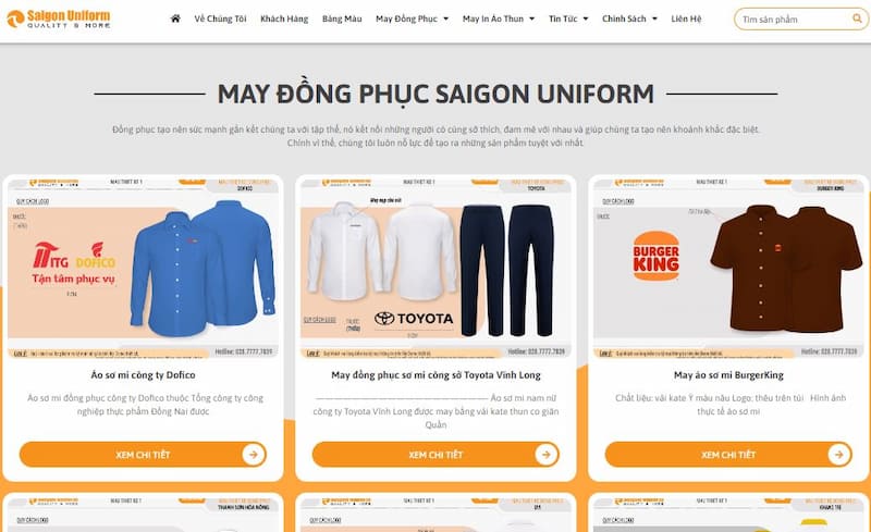Đồng phục Saigon Uniform cung cấp đa dạng sản phẩm