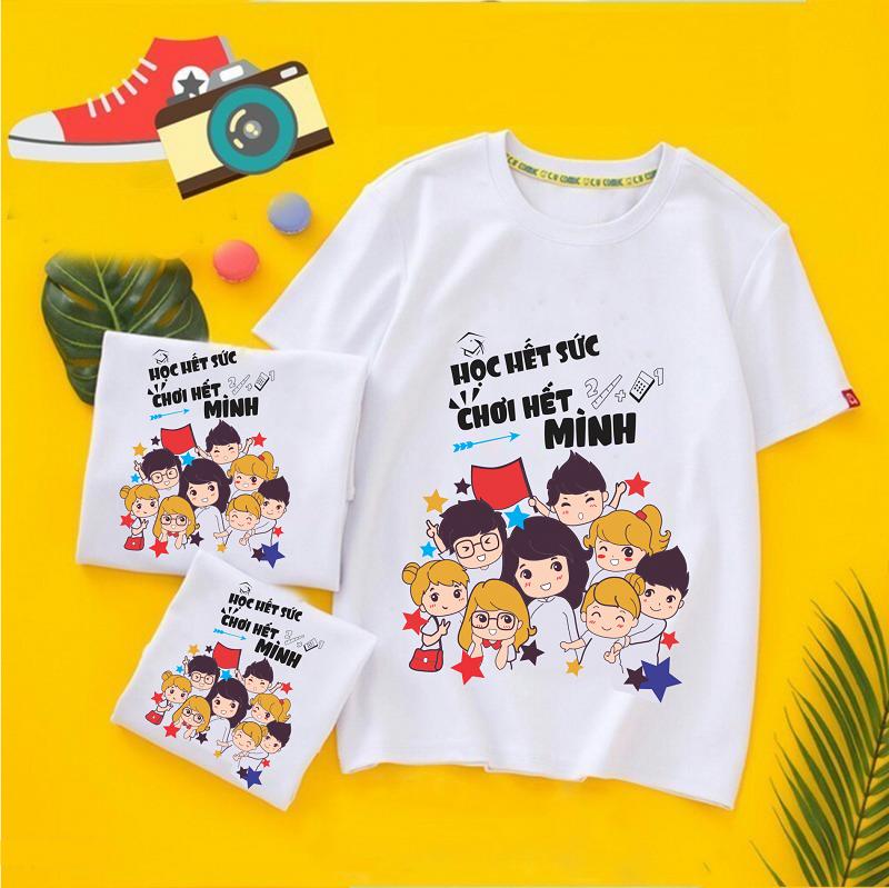 Áo đồng phục lớp màu trắng tinh nghịch cho học sinh