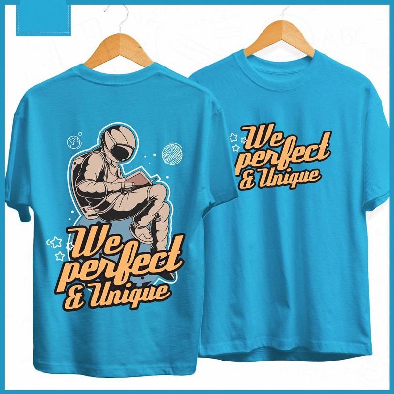 Áo đồng phục màu xanh dương cổ tròn hiện đại