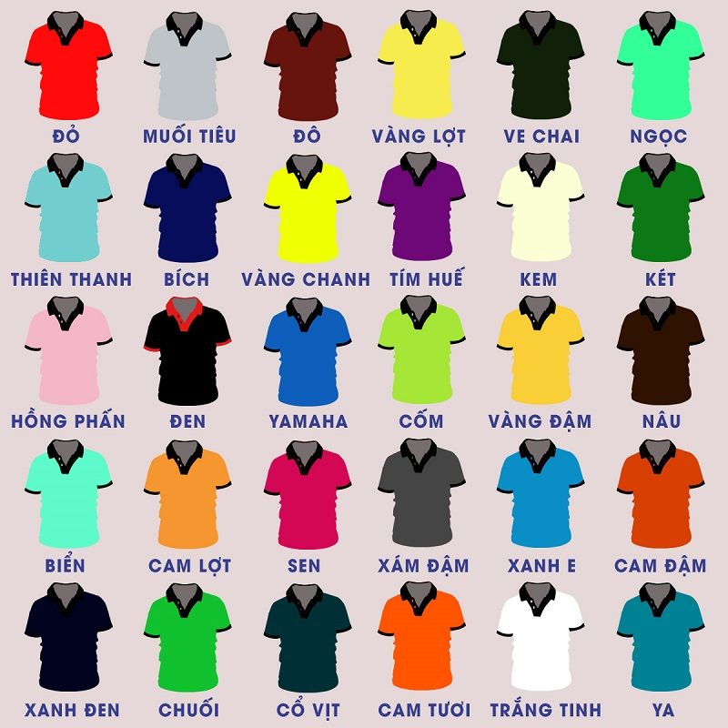 Bảng màu may đồng phục công ty chất liệu vải lacoste