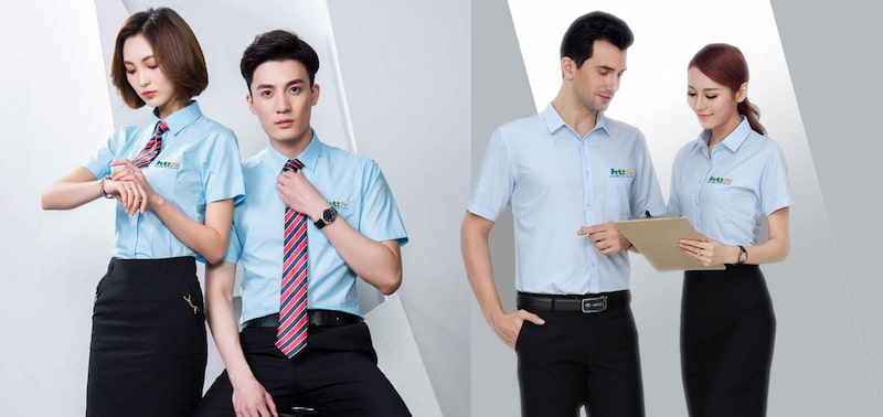 Đồng phục công ty sơ mi pha là sự lựa chọn của nhiều doanh 