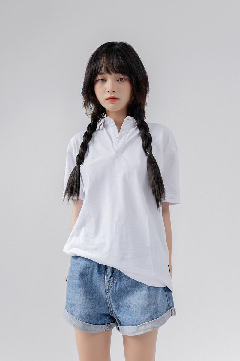 Áo polo mix quần short jean năng động