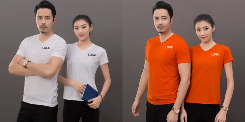 Mẫu đồng phục nhà hàng là áo phông cổ tim