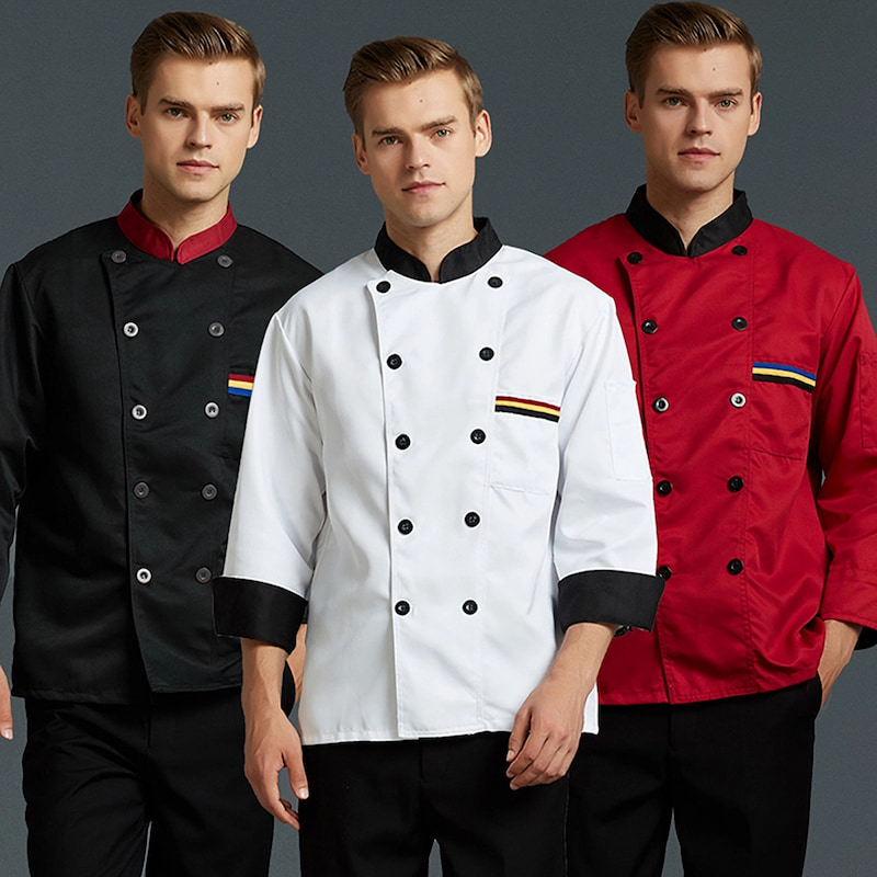 Áo bếp dài tay được may với kiểu dáng đơn giản, tối ưu công năng