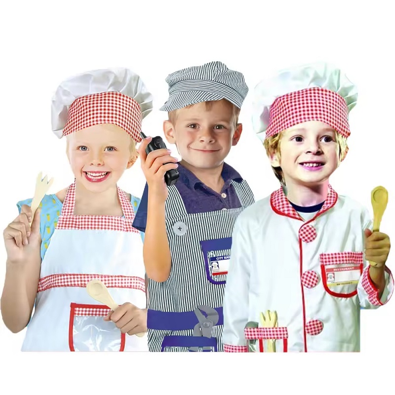 Bộ quần áo đầu bếp cho bé được may từ nhiều chất liệu khác nhau