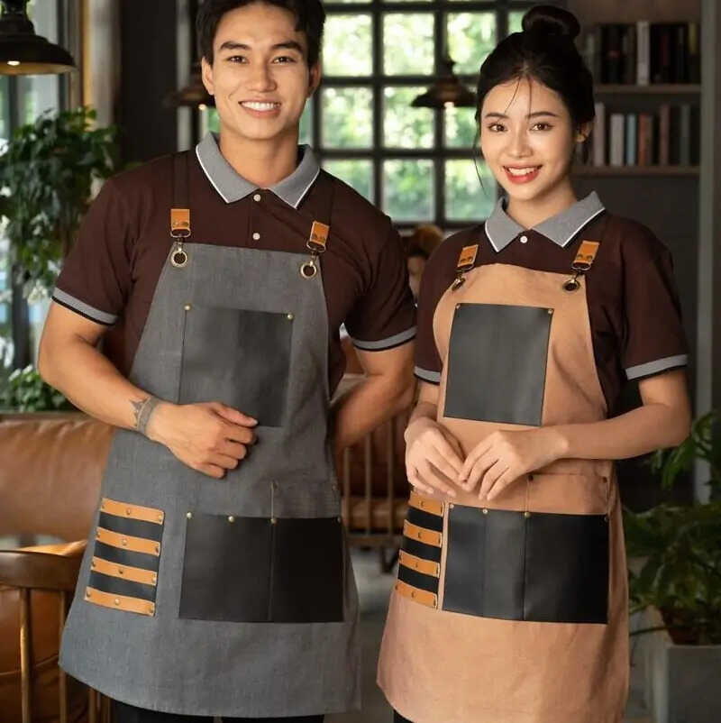 Tạp dề yếm phối da cho các nhà hàng hiện đại