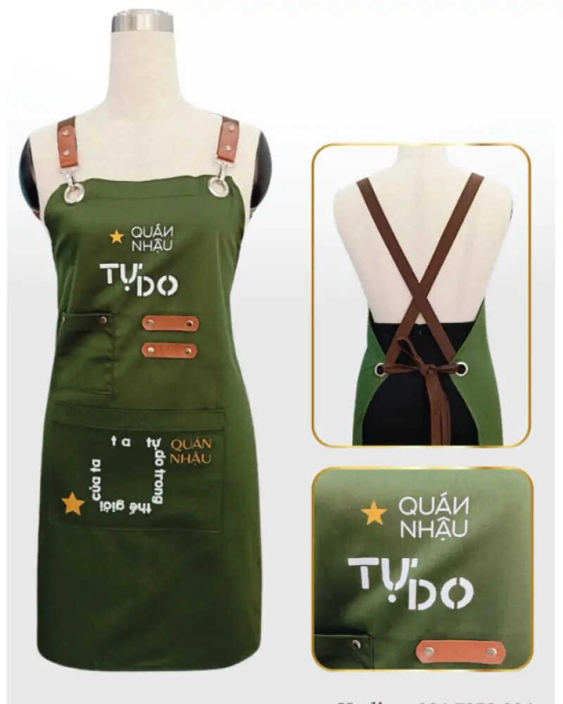 Mẫu tạp dề chữ H xanh lá cây thiết kế bắt mắt