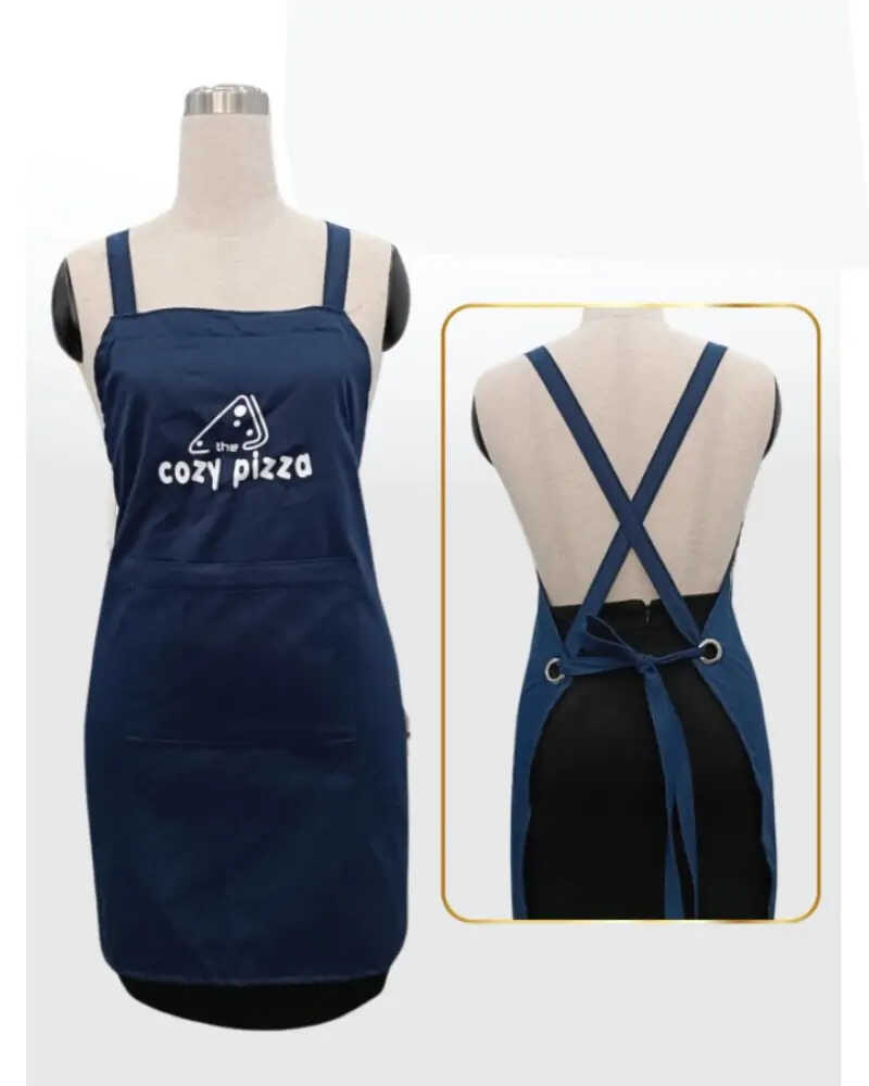 Tạp dề yếm xanh tím than cho tiệm bánh thanh lịch