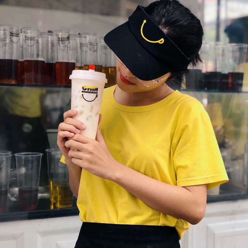 Áo thun đồng phục trà sữa Chin đơn giản, thu hút
