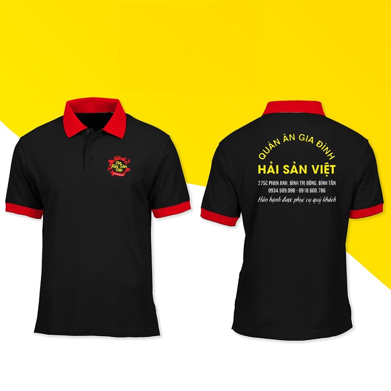 Áo đồng phục nhà hàng với hoạ tiết in ấn sắc nét