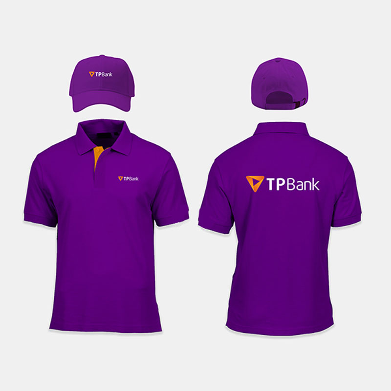 Logo trên đồng phục TPBank nổi bật với hình tam giác