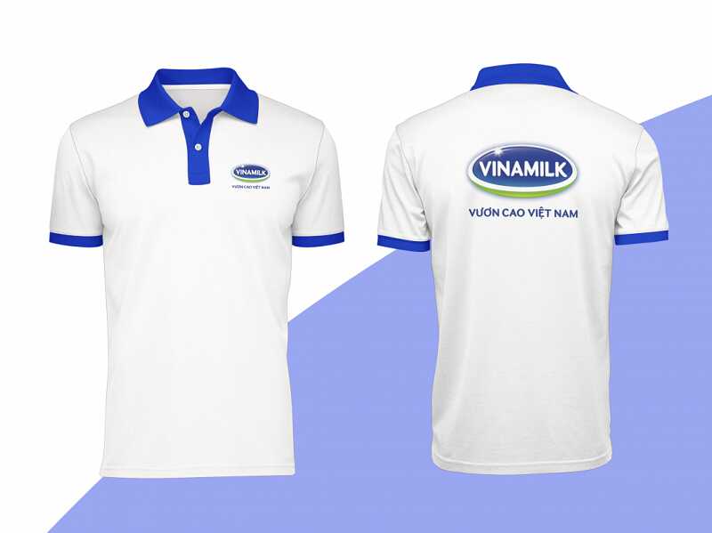 Áo thun đồng phục Vinamilk nổi bật với sắc trắng