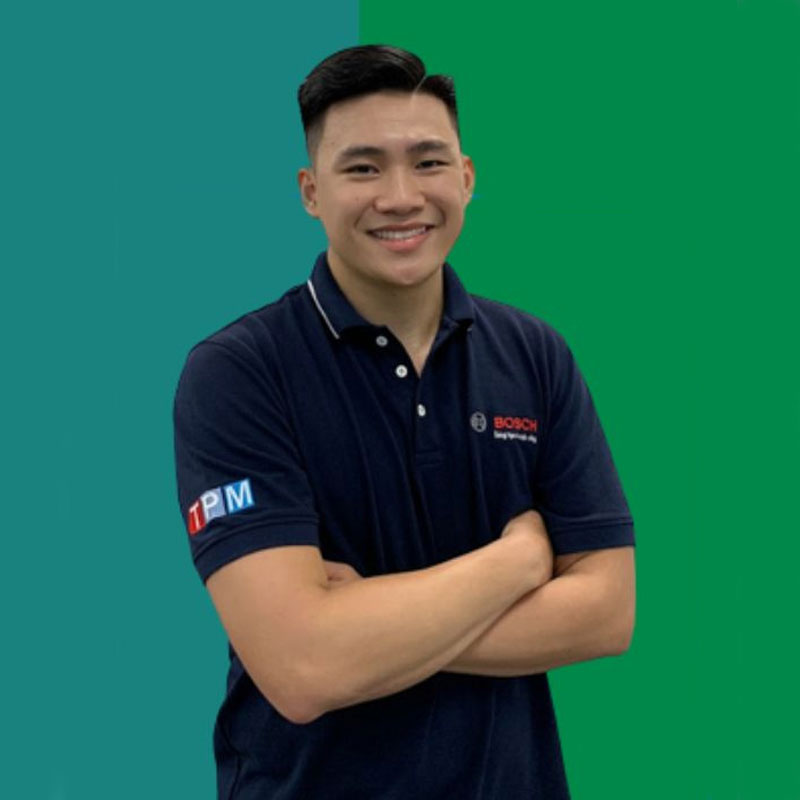 Đồng phục áo thun có cổ màu xanh dương Bosch