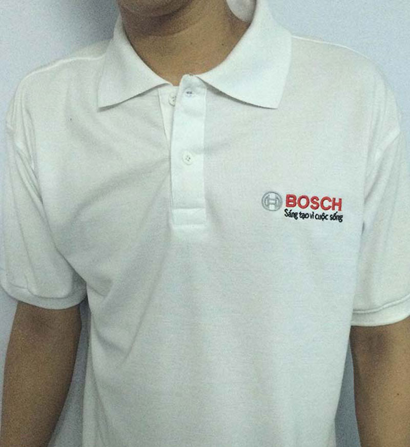 Đồng phục áo thun có cổ màu trắng Bosch