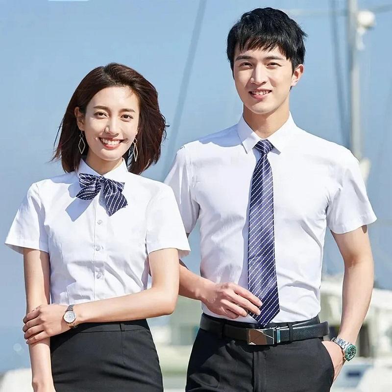 Đồng phục nhà hàng, công ty màu trắng áo sơ mi thanh lịch