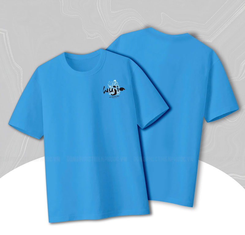 Đồng phục áo thun cổ tròn màu xanh trà sữa Ngô Gia Tự