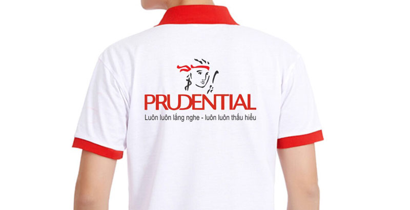 Áo phông có cổ đồng phục Prudential màu trắng