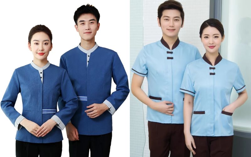 Mẫu áo dành cho nhân viên vệ sinh tại nhà hàng Hoa