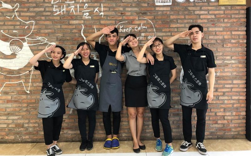 Tạp dề đồng phục nhà hàng lẩu in logo