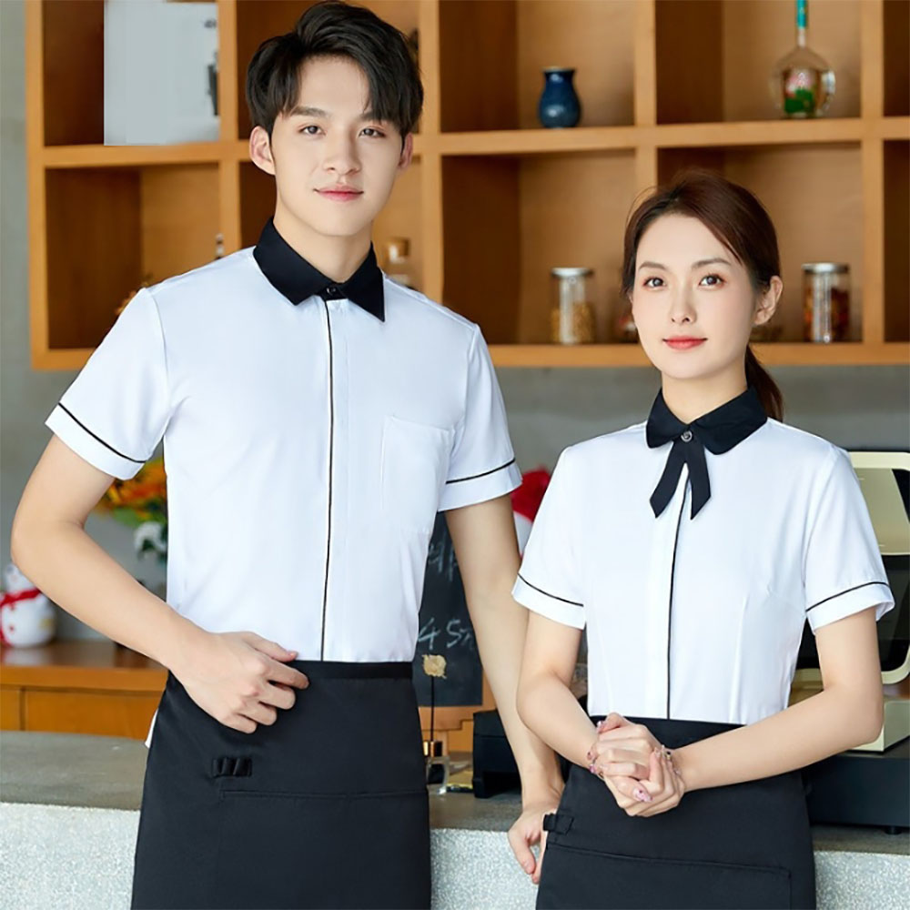 Mẫu áo sơ mi ngắn tay đồng phục nhân viên phục vụ chuyên nghiệp