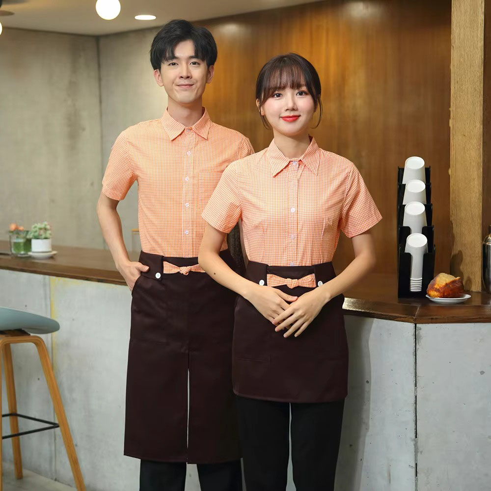 Mẫu áo sơ mi ngắn tay đồng phục nhân viên phục vụ bền màu