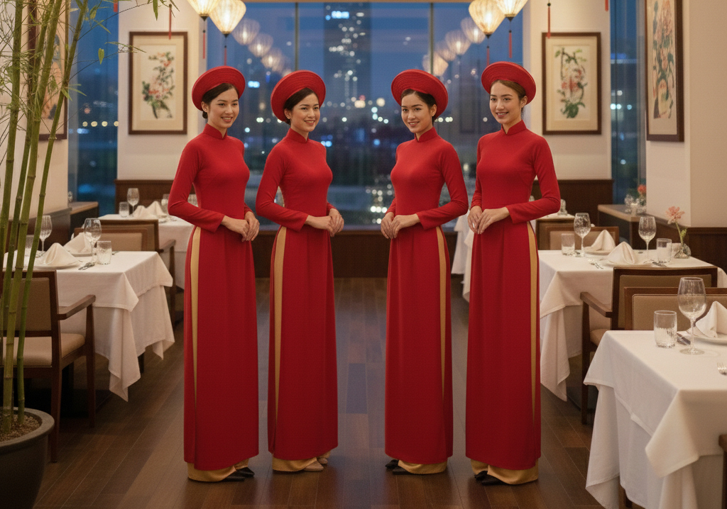 Mẫu áo dài lễ tân nhà hàng