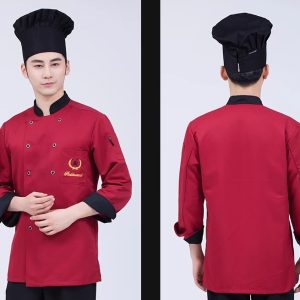 Áo bếp đỏ mũ đen