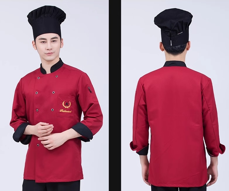 Áo bếp đỏ mũ đen