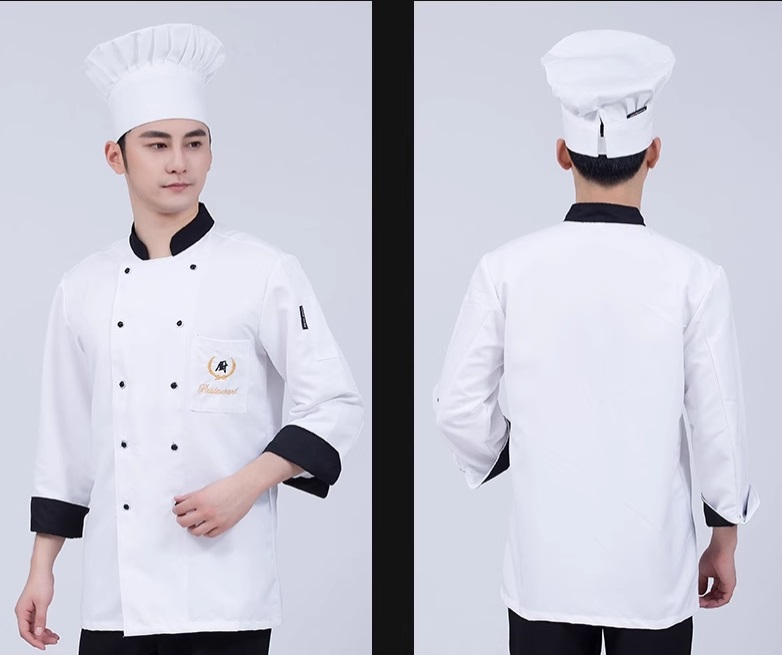 Áo bếp trắng mũ trắng