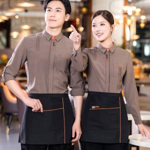 Đồng phục áo sơ mi nhân viên nhà hàng màu be