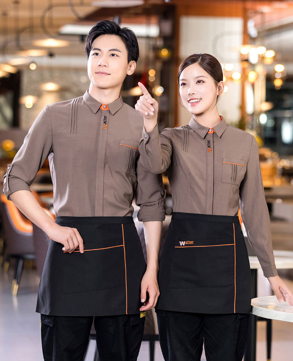 Đồng phục áo sơ mi nhân viên nhà hàng màu be