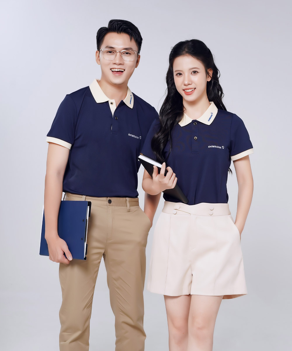 Áo Polo Đồng Phục Ngân Hàng Eximbank Thêu Logo Cổ