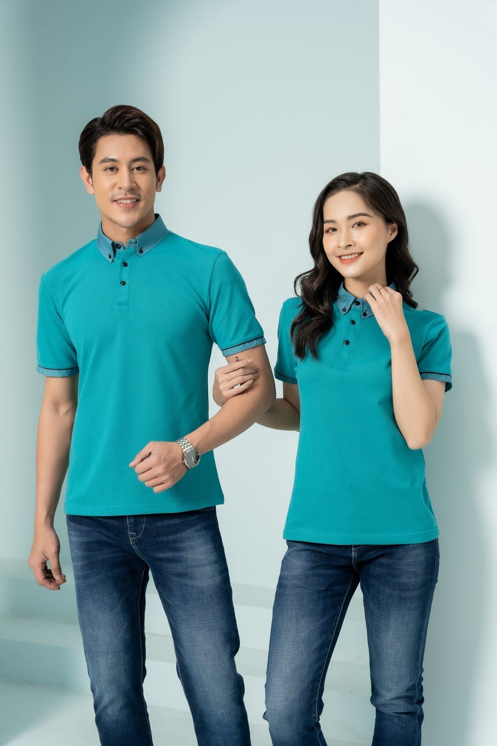 Áo thun đồng phục xanh lơ BESTSELLER năm 2026 ấn tượng, form Regular Fit, vải Pique Cool 