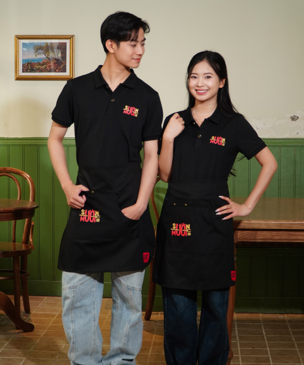 Combo Áo Thun & Tạp Dề Đồng Phục Nhà Hàng Sườn Mười