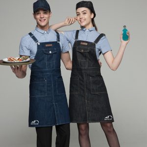 Combo áo thun phối tạp dề, mũ bò dài màu xanh