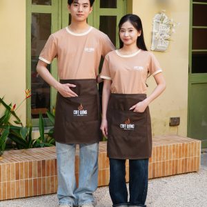 Combo Đồng Phục Cafe Giảng Đẹp, Rẻ: Áo Thun & Tạp Dề Nửa Người
