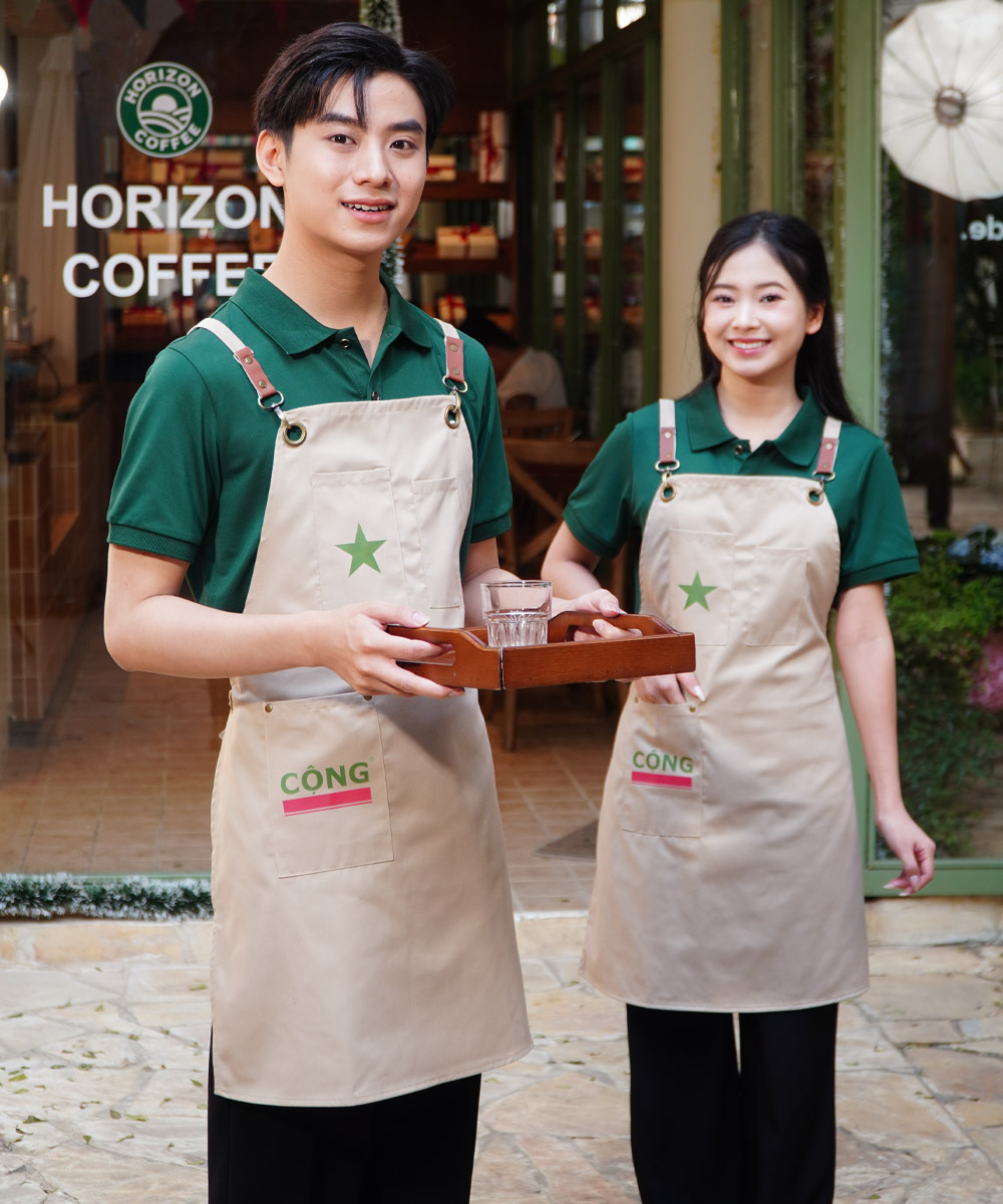 Combo Đồng Phục Cộng Cà Phê: Áo Polo & Tạp Dề Yếm