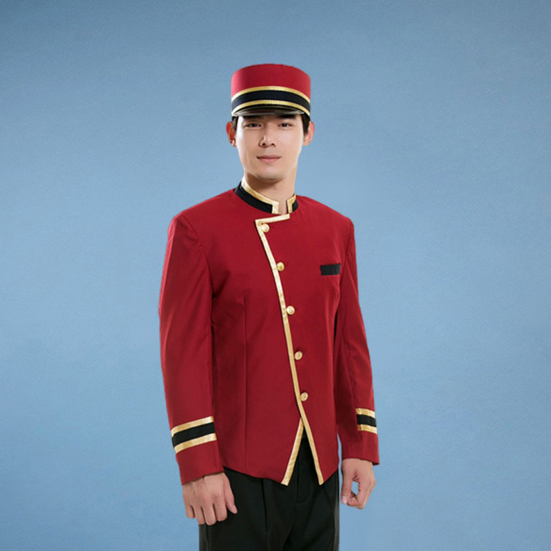 Đồng phục Bellman màu đỏ phối vàng, đen