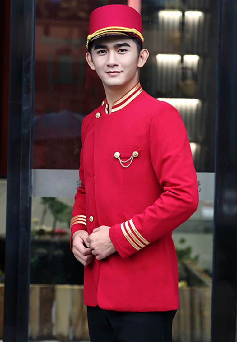 Đồng phục Bellman màu đỏ phối vàng