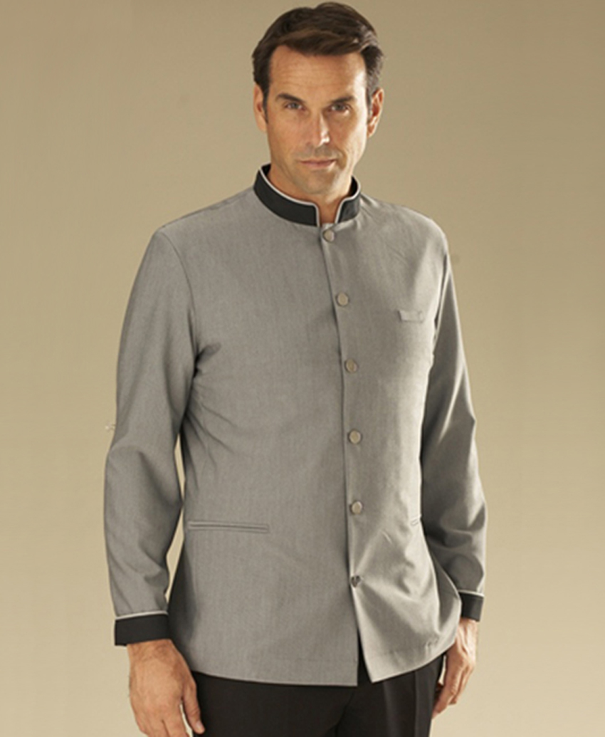 Đồng phục Bellman màu xám phối cổ áo và tay áo màu đen, form Regular Fit vải Lacy max