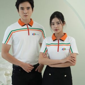 Đồng phục công ty trắng phối cam, xanh lá FPT