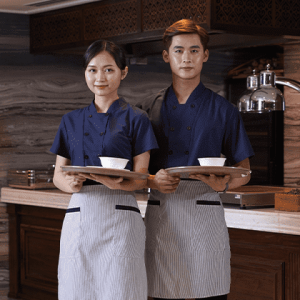 Đồng phục khách sạn sơ mi và tạp dề lửng