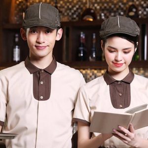 Đồng phục mũ màu nâu sọc trắng Best Seller năm 2026, vải Kaki Hàn Quốc 100 %