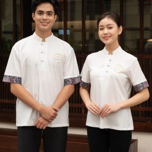 Áo đồng phục nhà hàng Nhật Bản màu trắng