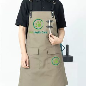 Đồng phục pet shop áo đen tạp dề màu be năng động, vải Pique Cool, form Regular Fit